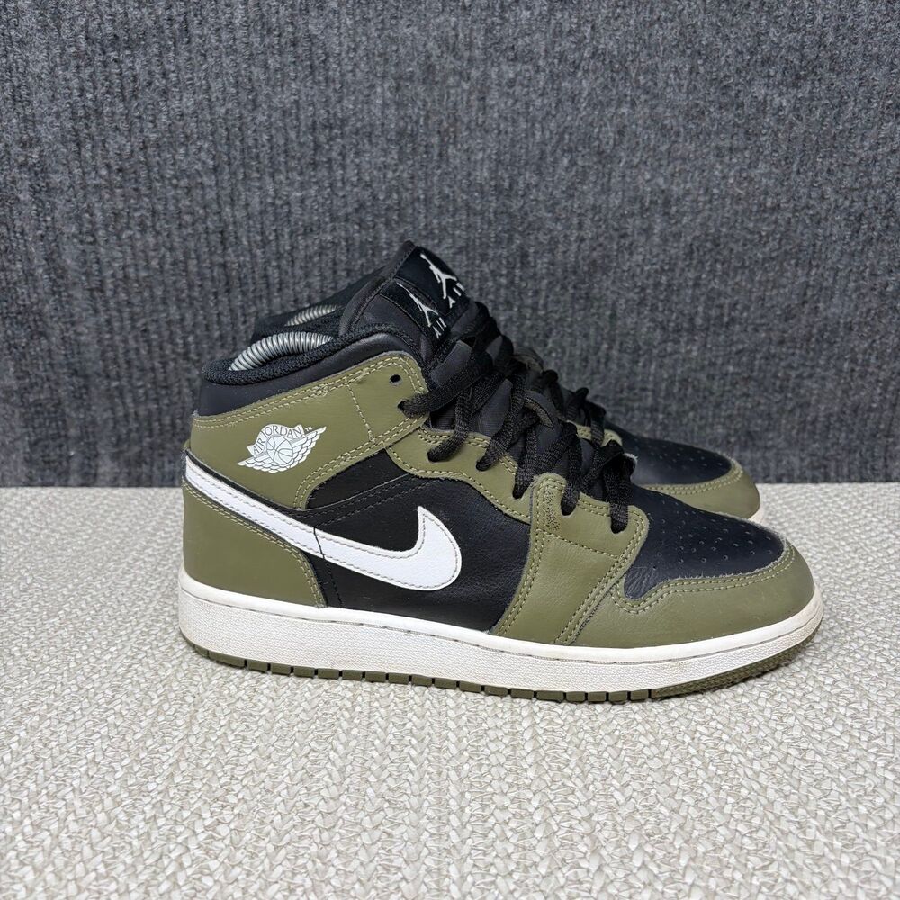 Nike Air Jordan 1 Mid Medium Olive Green Black Women’s 7.5 6Y DQ8423-092